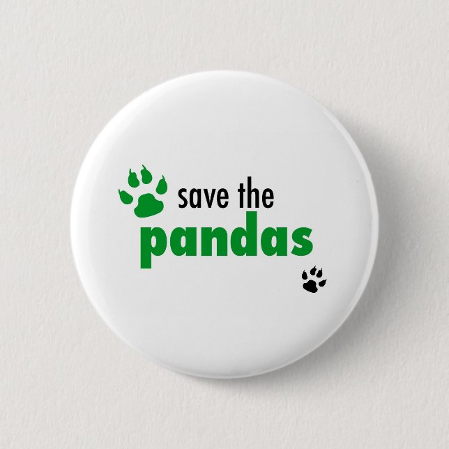 Macaron Rond 5 Cm Sauvez les pandas (Devant)