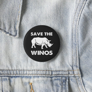 Macaron Rond 5 Cm Sauvez les Winos avec des rhinocéros