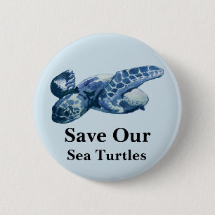 Macaron Rond 5 Cm Sauvez notre tortue marine Océans