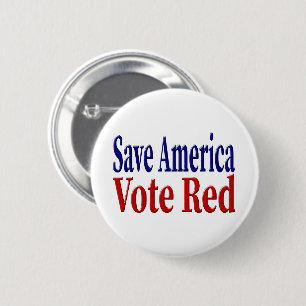 Macaron Rond 5 Cm Save America Vote Red avec le texte bleu rouge