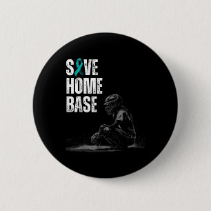 Macaron Rond 5 Cm Save Home Base Baseball Player Ovarienne Cancer Aw