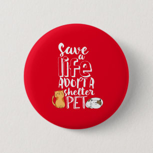 Macaron Rond 5 Cm Save Life Adopter Abri Animaux Amoureux de les cha