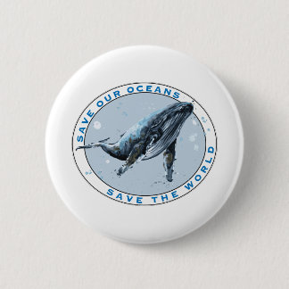 Macaron Rond 5 Cm Save Our Oceans - Whale Design