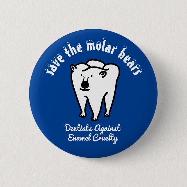 Macaron Rond 5 Cm Save the Molar Bears Punny Dentist (Devant)