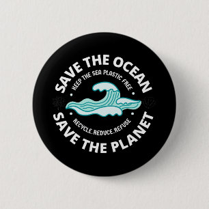 Macaron Rond 5 Cm save the ocean save the planet