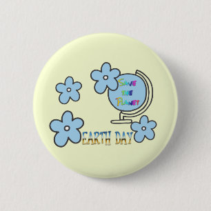 Macaron Rond 5 Cm Save the Planet Jour des terres Globe