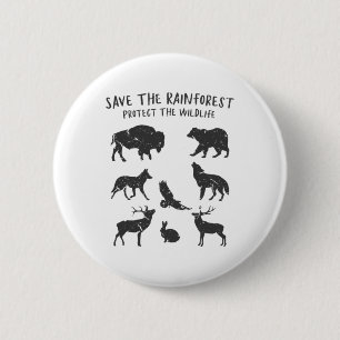 Macaron Rond 5 Cm Save The Rainforest Protect The Wildlife Animal Gr