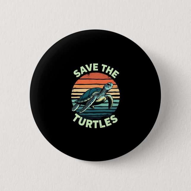 Macaron Rond 5 Cm Save The Turtles Animal Turtle Pet Lover (2) (Devant)
