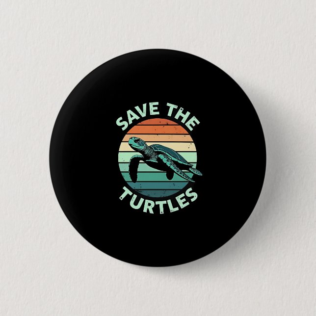 Macaron Rond 5 Cm Save The Turtles Animal Turtle Pet Lover (4) (Devant)