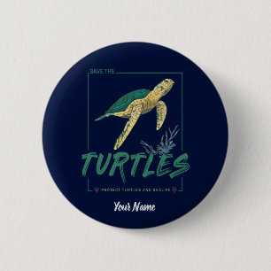Macaron Rond 5 Cm Save the Turtles for girl who just loves tortoise