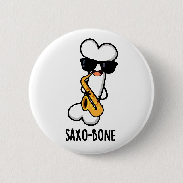Macaron Rond 5 Cm Saxo-os Funny Bone Funny Musique Pun (Devant)