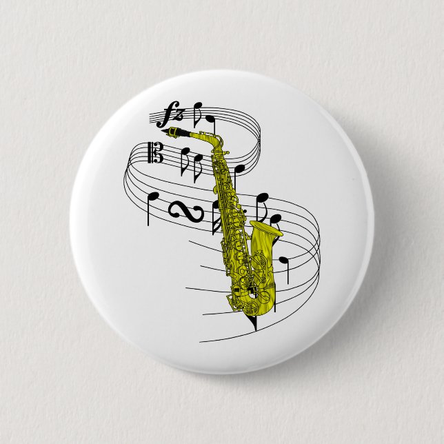 Macaron Rond 5 Cm Saxophone (Devant)