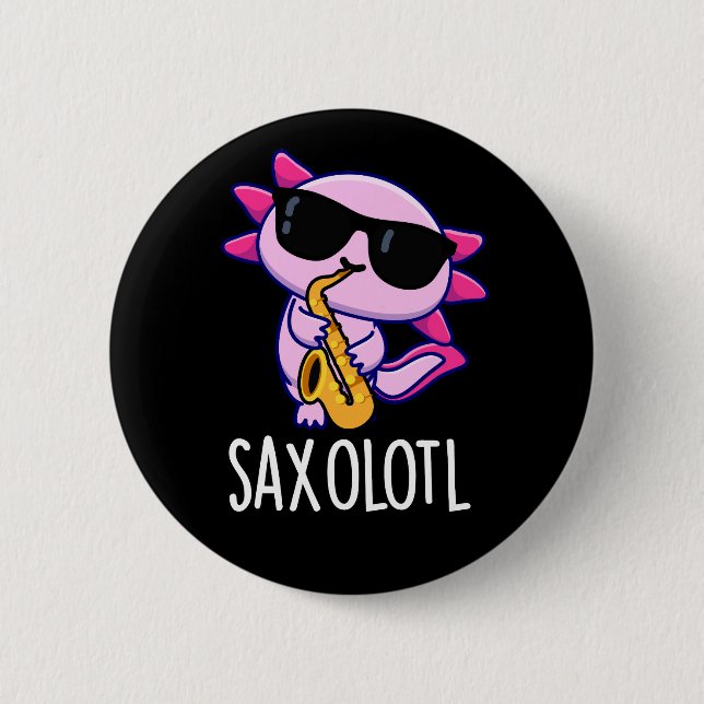 Macaron Rond 5 Cm Saxophone Saxophone Funny Puns Dark BG (Devant)