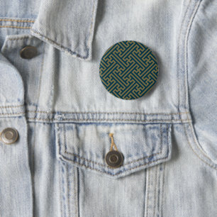 Macaron Rond 5 Cm Sayagata motif, japonais, or et bleu marine