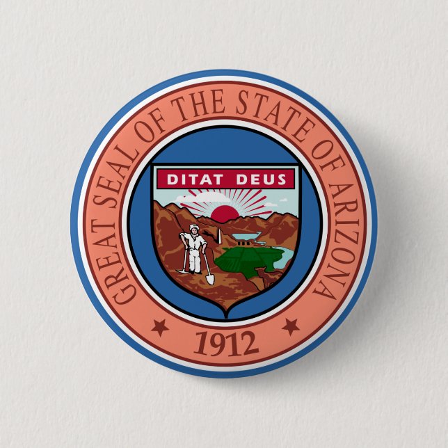 Macaron Rond 5 Cm Sceau de Arizona State USA Button (Devant)