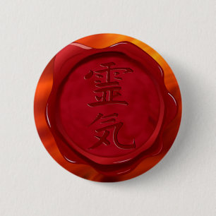 Macaron Rond 5 Cm sceau de cire - REIKI vagues rouges du feu