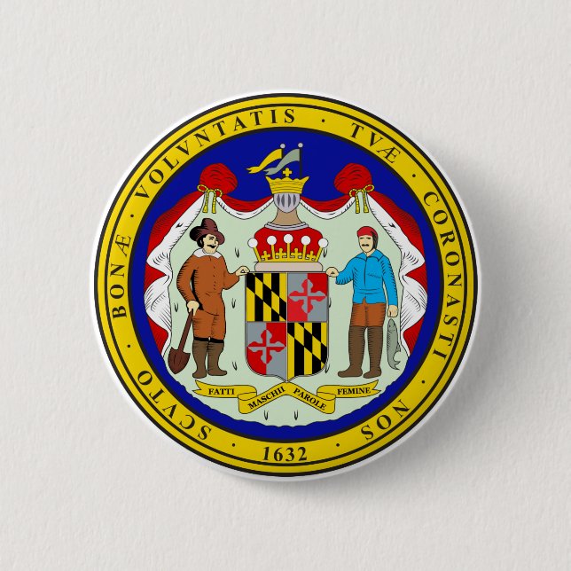 Macaron Rond 5 Cm Sceau d'État du Maryland (Devant)