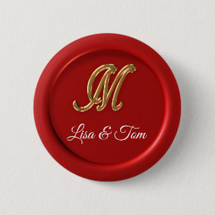 Macaron Rond 5 Cm scellé monogramme mariage