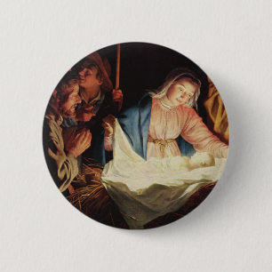 Macaron Rond 5 Cm Scène de la Nativité