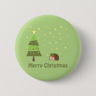 Macaron Rond 5 Cm Scène de Noël de Hérisson