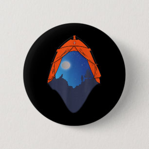 Macaron Rond 5 Cm Scène de nuit de tente de camping _ Loup hurlant à