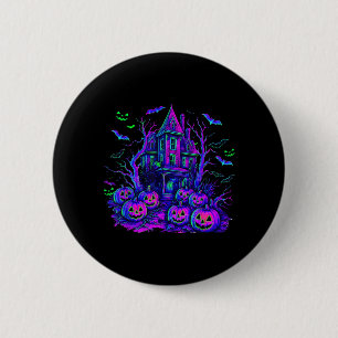 Macaron Rond 5 Cm Scène effrayante d'Halloween vintage Citrouille ré