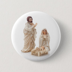 Macaron Rond 5 Cm Scène en céramique de nativité