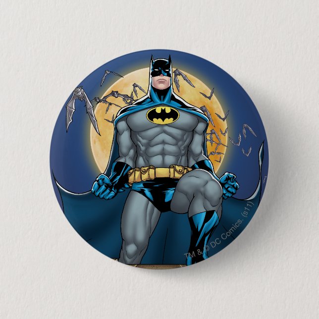 Macaron Rond 5 Cm Scènes Batman - Vue avant de la lune (Devant)