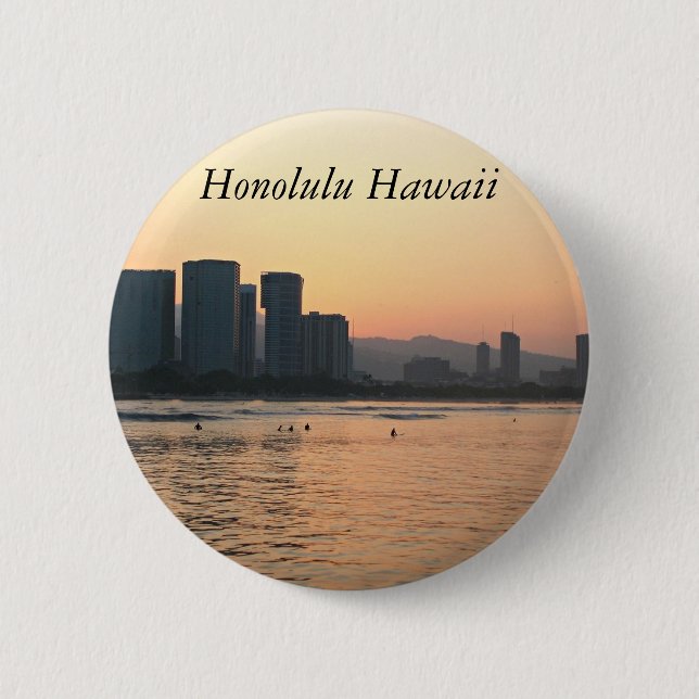 Macaron Rond 5 Cm Scènes d'Honolulu (Devant)