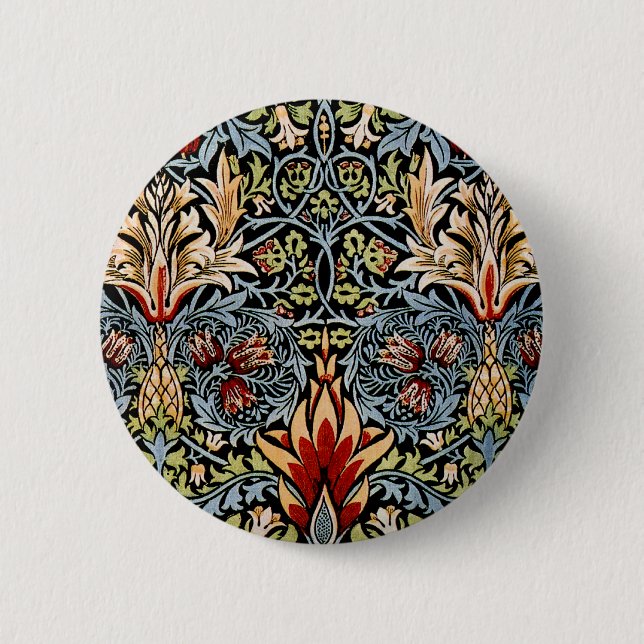Macaron Rond 5 Cm Schéma floral William Morris Snakeshead (Devant)