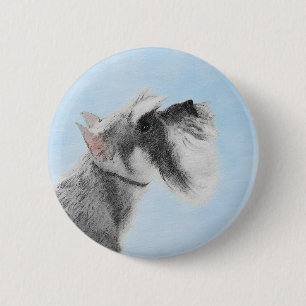 Macaron Rond 5 Cm Schnauzer (Giant, Standard) Peinture - Chien Art