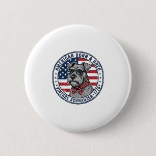 Macaron Rond 5 Cm Schnauzer Patriotique Vintage