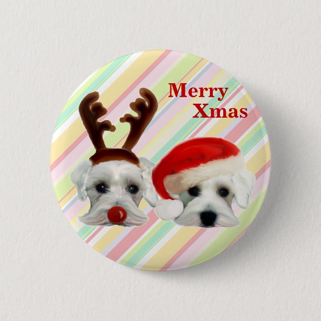 Macaron Rond 5 Cm Schnauzers de Noël (Devant)