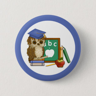 Macaron Rond 5 Cm Scholar Owl