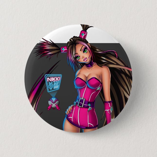 Macaron Rond 5 Cm Sci Fi Anime Girl Nikki (Devant)