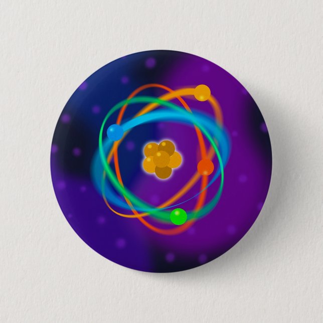 Macaron Rond 5 Cm Science des points de structure atomique (Devant)