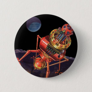 Macaron Rond 5 Cm Science-fiction vintage d'astronaute avec robot al