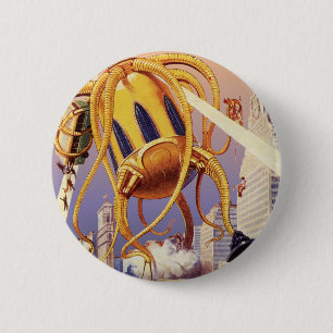 Macaron Rond 5 Cm Science-fiction vintage Invasion de guerre Alien O