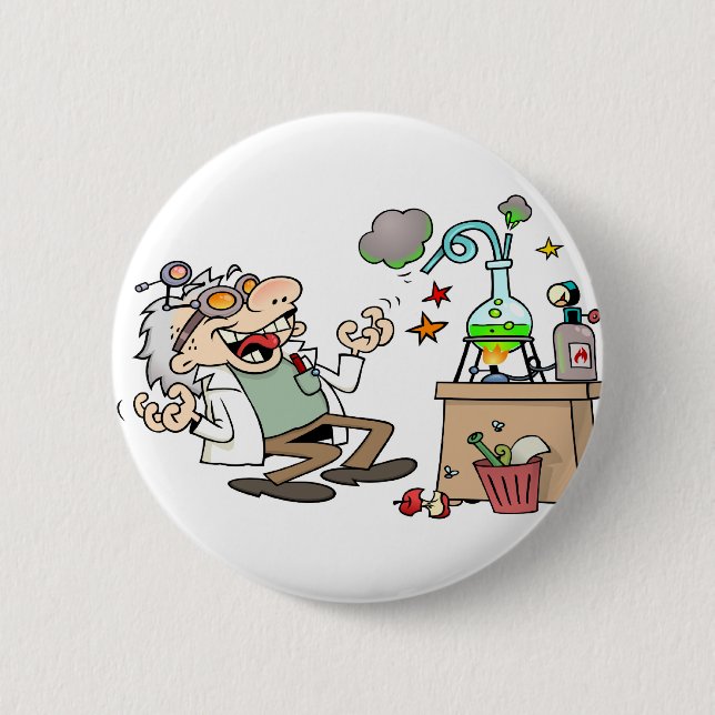 Macaron Rond 5 Cm Scientifique fou drôle (Devant)