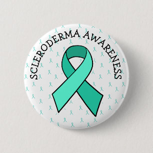 Macaron Rond 5 Cm Scleroderma Sensibilisation Ruban Turquoise