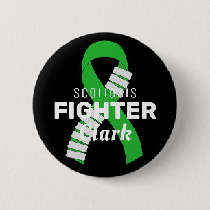 Macaron Rond 5 Cm Scoliosis Fighter Ribbon Black Button