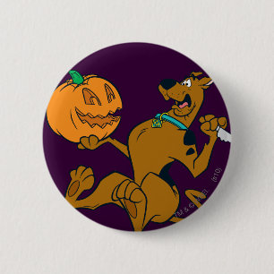Macaron Rond 5 Cm Scooby-Doo découpant le citrouille