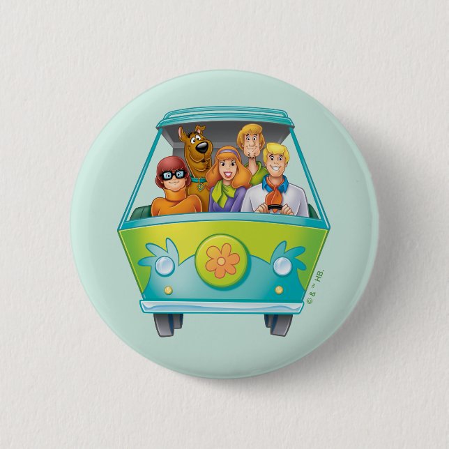Macaron Rond 5 Cm Scooby-Doo & Gang Mystery Machine Airbrush (Devant)