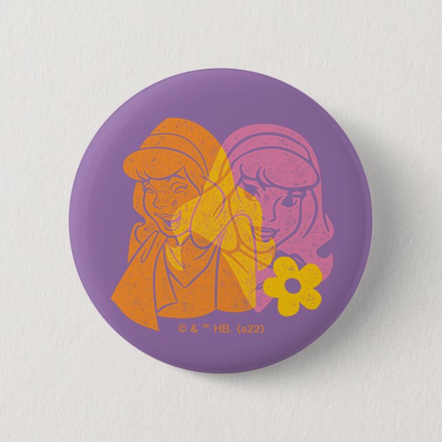 Macaron Rond 5 Cm Scooby-Doo | Portrait des fleurs daphné (Devant)