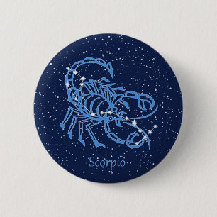 Macaron Rond 5 Cm Scorpio Constellation et signe Zodiaque avec étoil