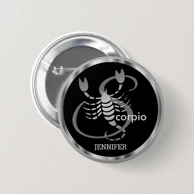 Macaron Rond 5 Cm Scorpio ♏ - Symbole Zodiaque (Devant & derrière)