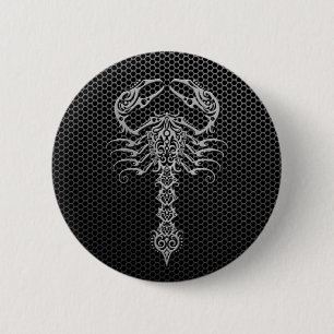 Macaron Rond 5 Cm Scorpion en acier de maille
