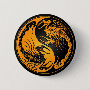 Macaron Rond 5 Cm Scorpions jaunes et noirs de Yin Yang