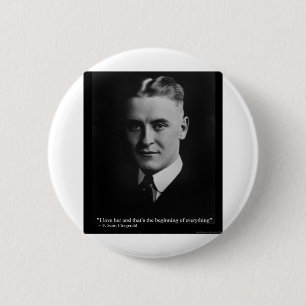 Macaron Rond 5 Cm Scott Fitzgerald "Amour/Commencement" Citation Cad