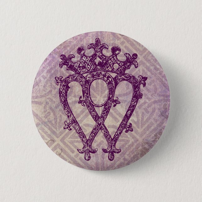 Macaron Rond 5 Cm Scottish Luckenbooth violet noeud celtique (Devant)